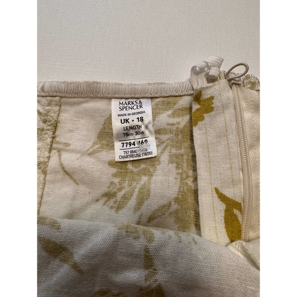 Marks and Spencer Linen blend cream and green skirt-18 EU - Picture 5 of 11